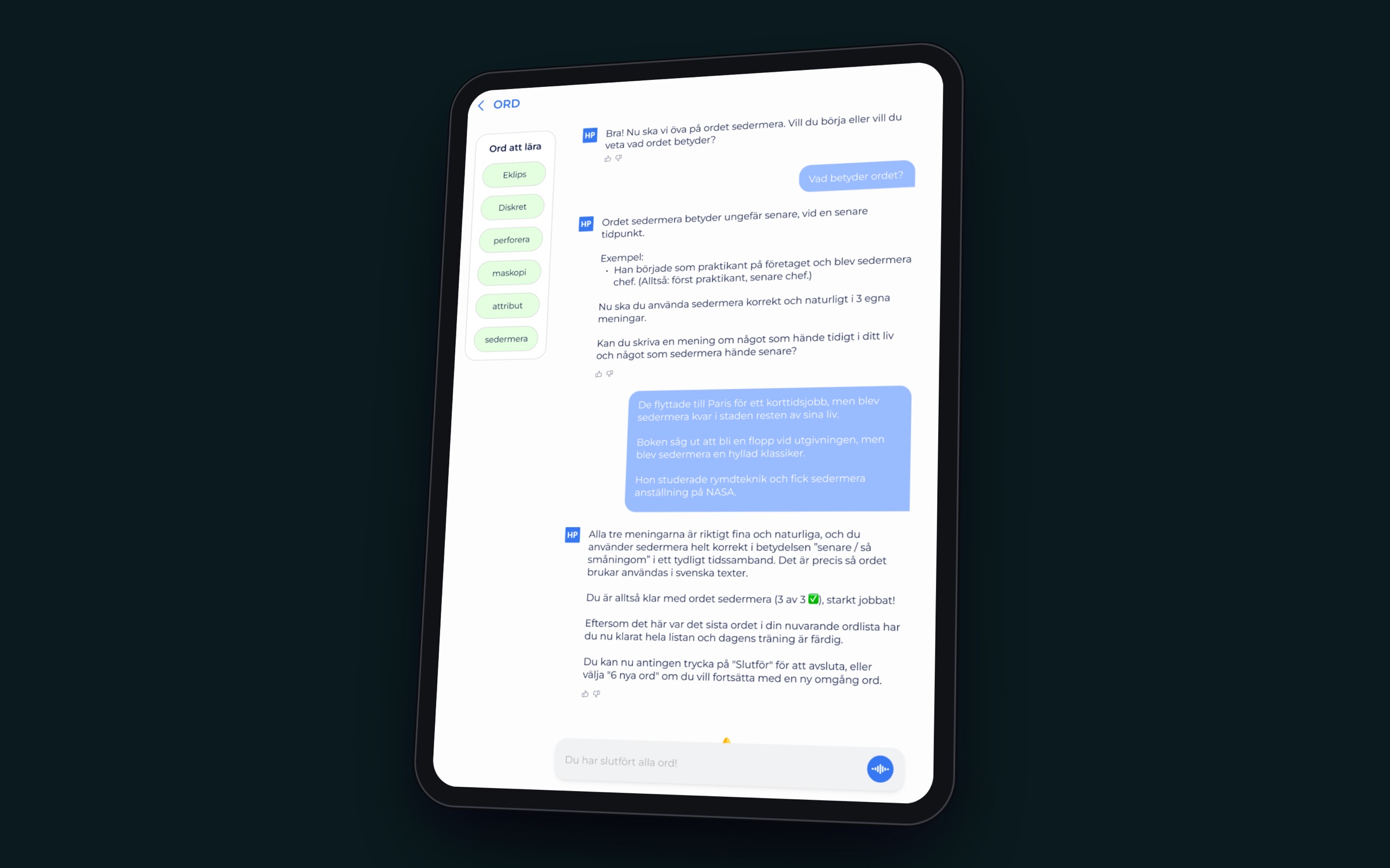 HP-appen word training chat
